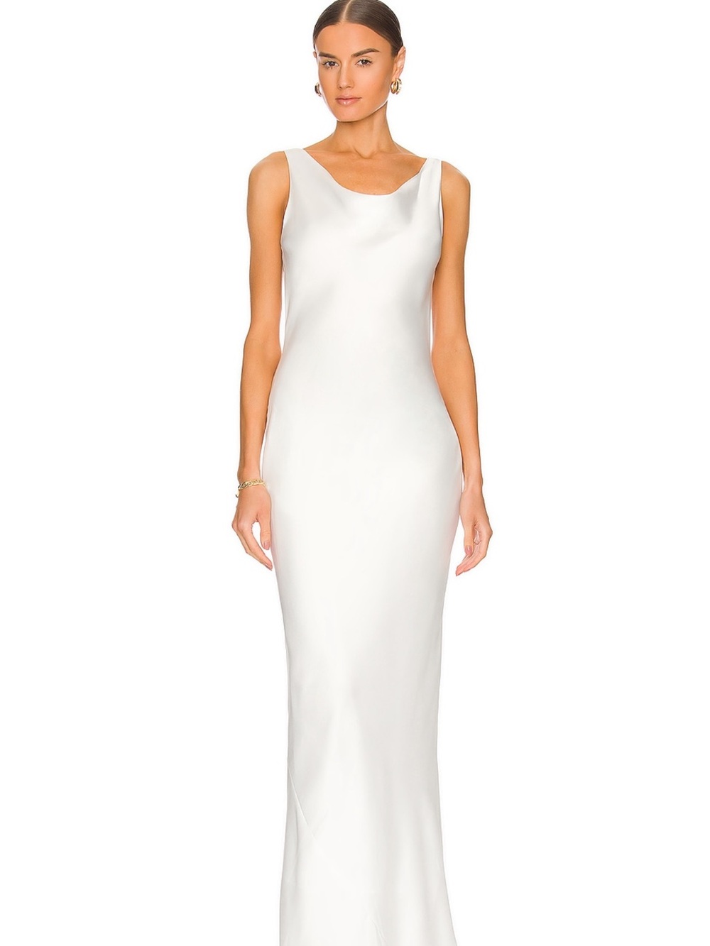 Norma Kamali Elegant White Satin Maxi Gown